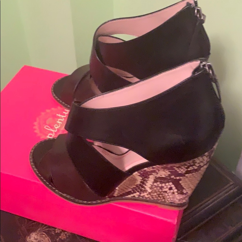 Wedge brown & black w/snakeskin heels (never worn)